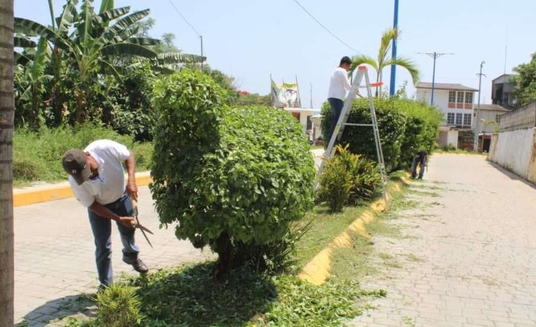 Personal de Ecología limpió áreas Verdes, en Xochiatipan