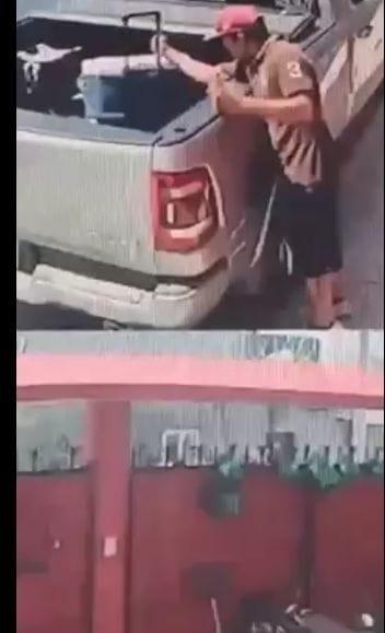 Ladrón sustrajo una hielera de camioneta