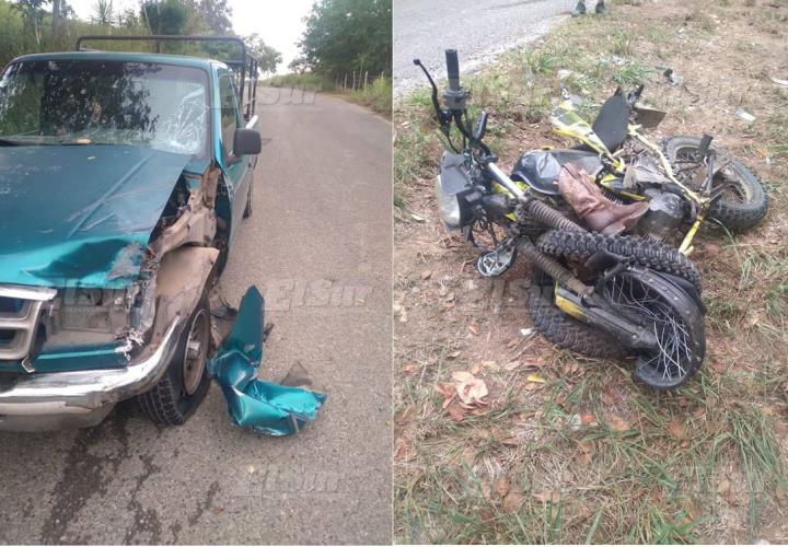 Se estrella motociclista contra camioneta en San Martín