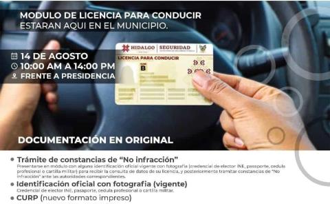 En Xochiatipan realizarán tramite de licencias de conducir
