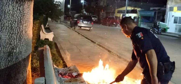 Incendio en la  plaza principal