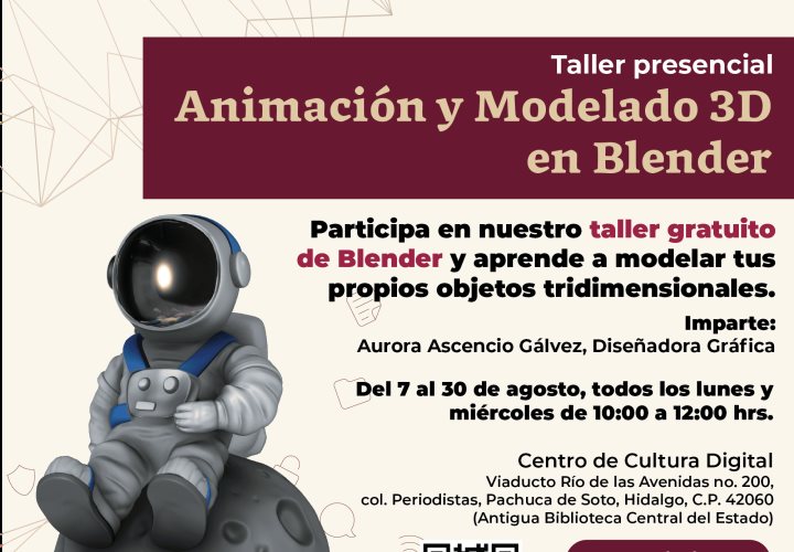 Impartirán taller gratuito de "Animación y modelado 3D en Blender"