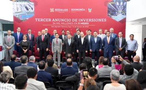 Alcanza Hidalgo cifra histórica en inversiones; más de 54 mil mdp a casi un año de gobierno