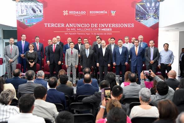 Alcanza Hidalgo cifra histórica en inversiones; más de 54 mil mdp a casi un año de gobierno