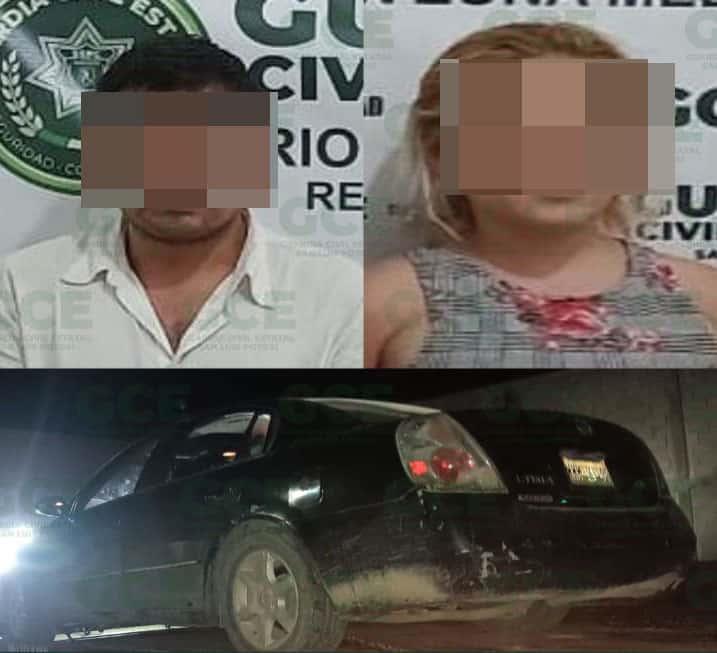 Pareja traía auto robado