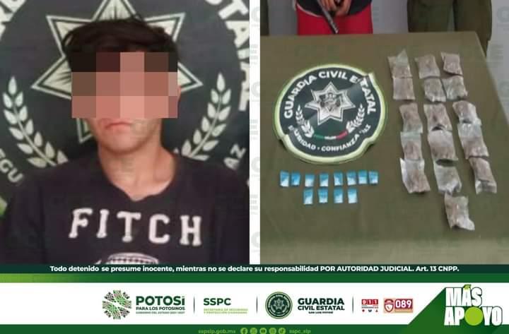 Atoran a presunto con dosis de droga