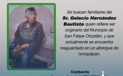 Buscan a familiares de adulto mayor
