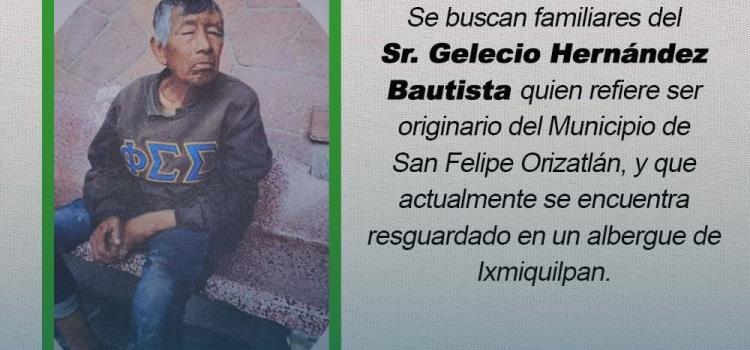 Buscan a familiares de adulto mayor