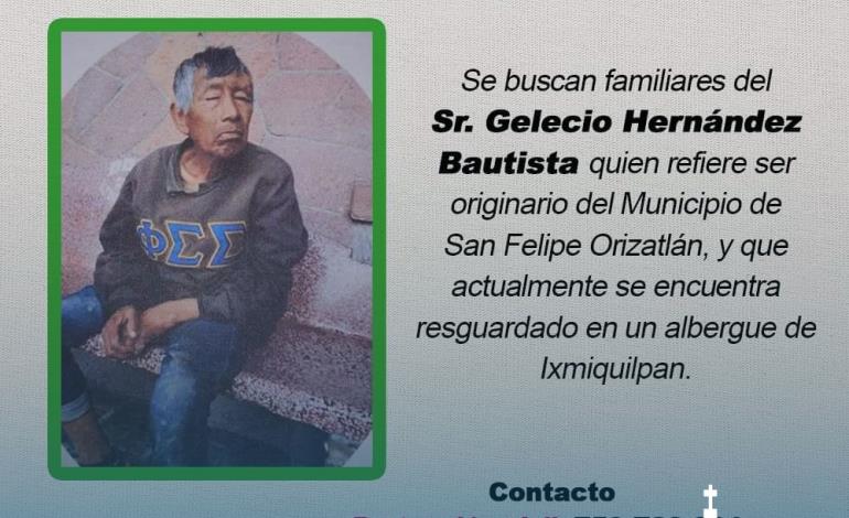 Buscan a familiares de adulto mayor