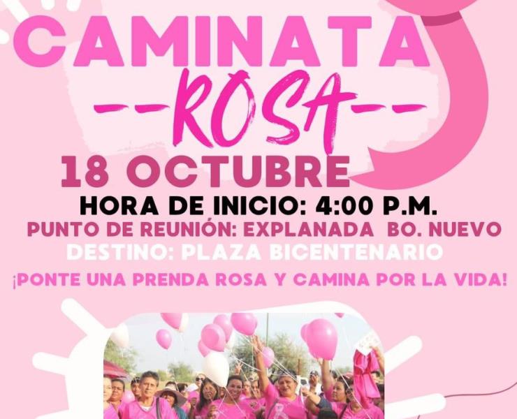 Invitan a participar en la caminata Rosa 
