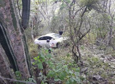 Dos lesionados al desbarrancar auto