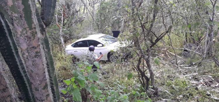 Dos lesionados al desbarrancar auto