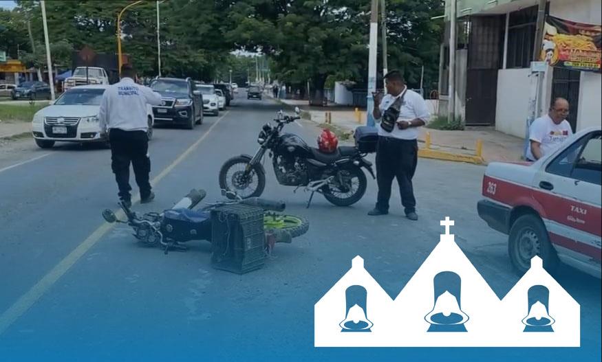 Taxi atropelló a motociclista 
