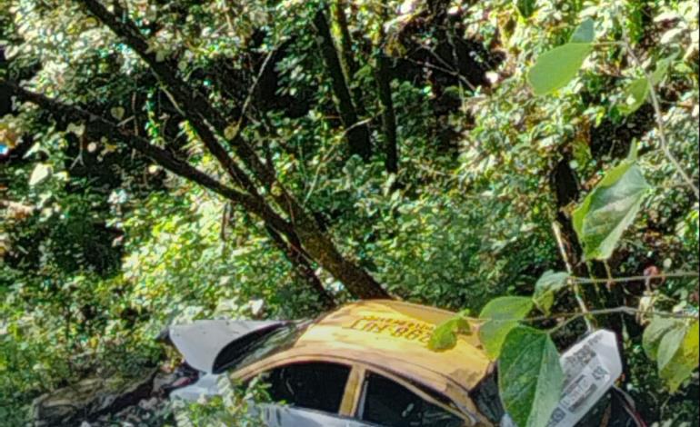 Taxi con pasaje cae al barranco