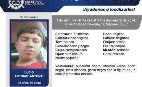 Joven desaparecido en Matlapa