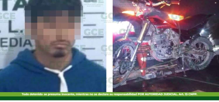 MOTOCICLISTA EBRIO, PRESO 