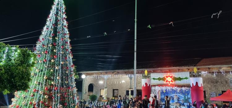 Alumnos participaron en encendido de árbol