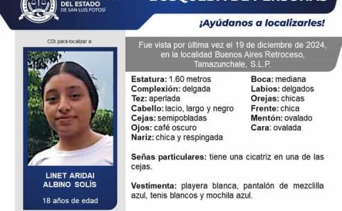 JOVENCITA DESAPARECIDA EN RETROCESO