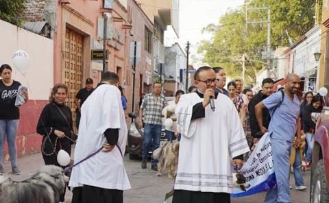 Parroquia encabezó caminata con animales 
