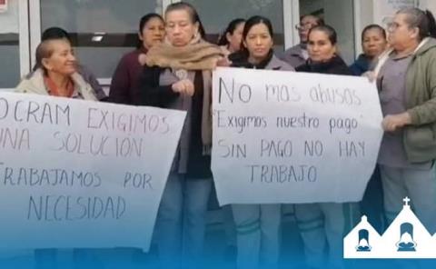 Trabajadoras de limpieza se manifestaron en hospital de Tempoal